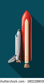 side view shuttle with shadow on blue
