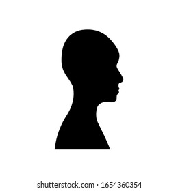 Side View Silhouette Of A Bald Gender Neutral Head.