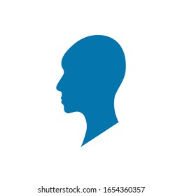 Side View Silhouette Of A Bald Gender Neutral Head.