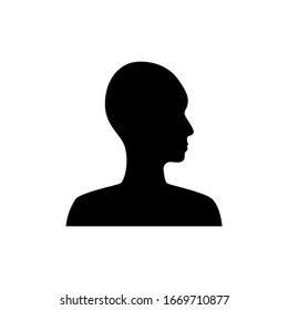 Side View Silhouette Of A Bald Gender Neutral Head.