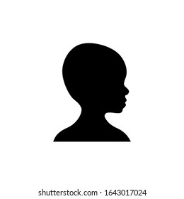 Side view silhouette of a bald toddler's head.