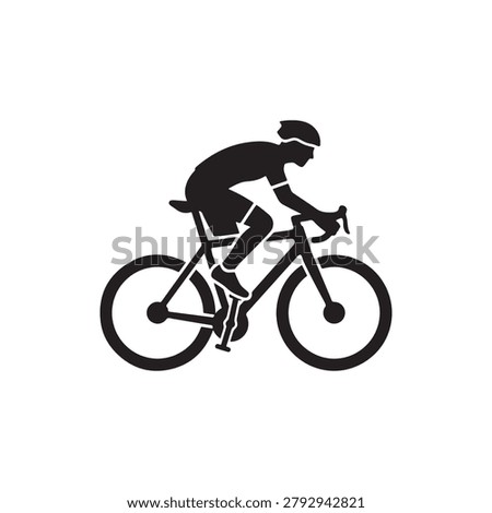 Side view silhouette of a cyclist on a racing bike with silhouette, competition
