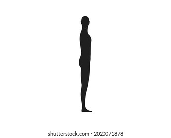 Side view silhouette of a male with head turned front