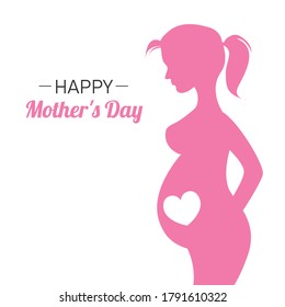 Side view silhouette of a pregnant female and baby. happy mother's day. Health care for pregnant women. isolated on white background. 