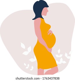 
Side view silhouette of a pregnant woman with a belly.