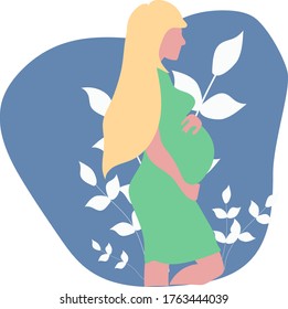 Side view silhouette of a pregnant woman with a belly.