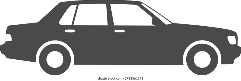 Side view silhouette of a sedan car, showcasing its classic design and automotive engineering.