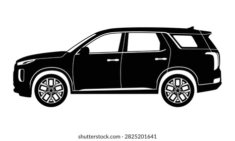Side view silhouette of suv vehicle for transport icon design