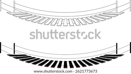 side view Simple suspension bridge icon set