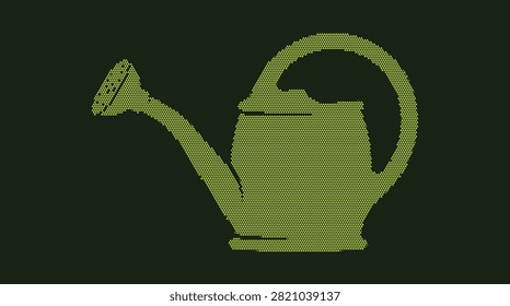 Side view of simple watering can with long narrow spout and curved handle, essential garden equipment for plant watering, soil moistening, and liquid fertilizer application.