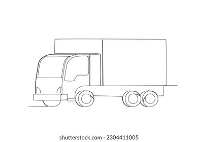 Side view of a six-wheeled car. Dia do motorista one-line drawing