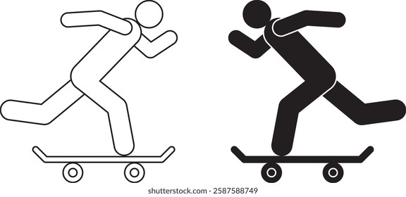 side view Skateboarding icon set