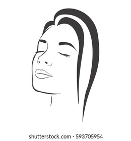 side view sketch female face silhouette vector illustration