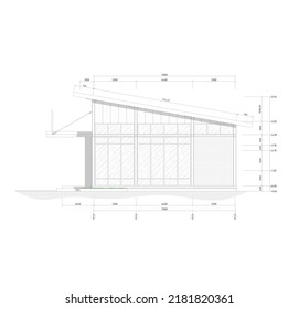 side view sketch of industrial concept buildings for cafes, stalls, sand, and others