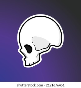 Side View Skull Emblem in Cartoon Style. Could be used for stickers, clip art, and also for gaming, or e-sport logo.