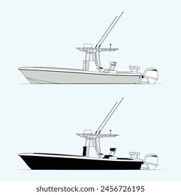 Side view small Fishing Boat vector design.