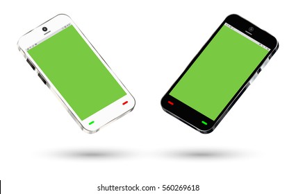 side view of a smartphone with a green screen