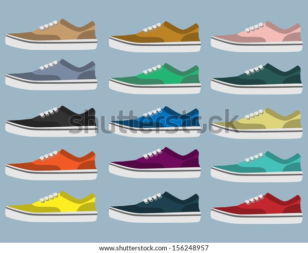 Side View Sneakers Different Colors 