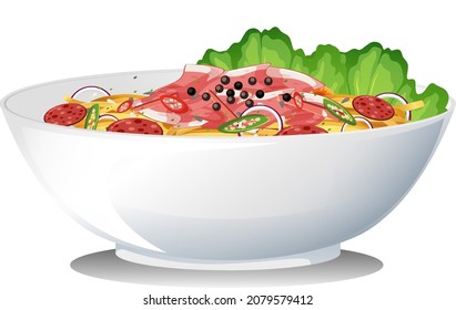 Side View Of Spaghetti Bowl Isolated Illustration