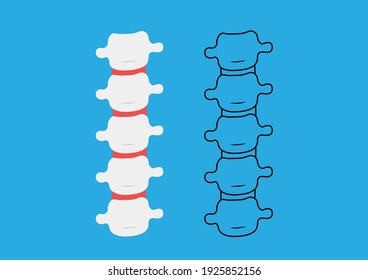 Side view of the spine on a white background, Backbone, vector illustration.