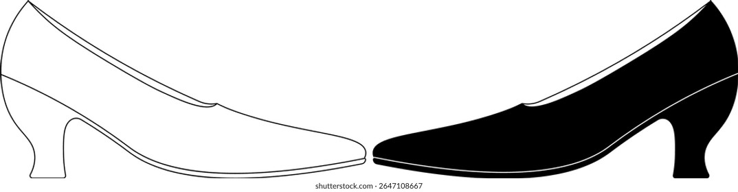 vista lateral Spool heel shoe icon set