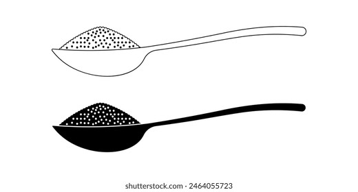 side view spoon sugar icon set