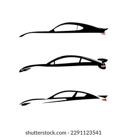 Side view  sports car outlines, vector signs set for your projects
