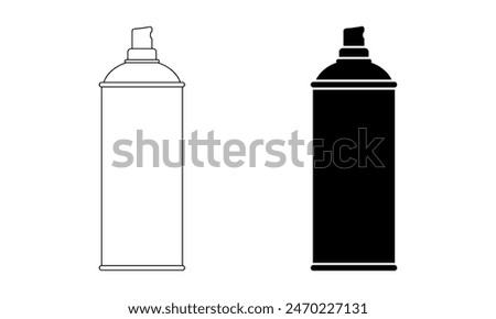 side view Spray paint can icon set isolated on white background