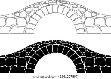 Conjunto de iconos de puente de arco de piedra de vista lateral