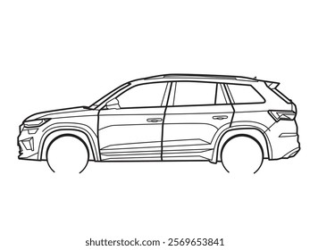 Side view suv line art drawing