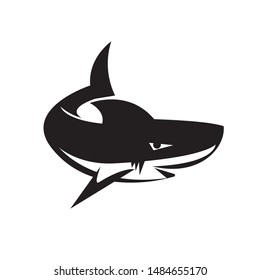 Side view swimming shark logo design inspiration
