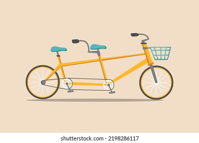 Side view of a tandem bicycle. Bicycle  concept. Flat vector illustrations isolated. 