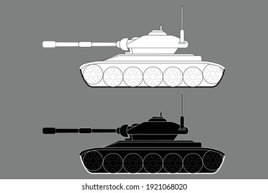 Side view of a tank - black and white outline