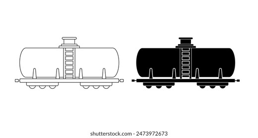 side view tank wagon icon set isolated on white background