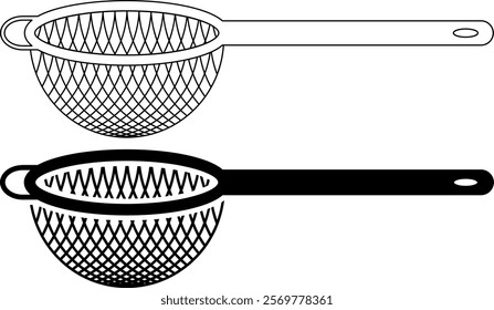 side view tea strainer icon set