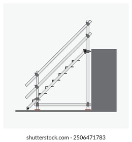 Side view of temporary access using scaffolding ladder vector illustration.