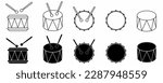 side view and top view drum icon set isolated on white background.outline silhouette drum icon vector illustration