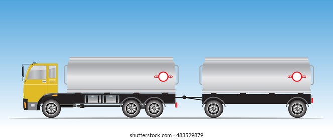 Side view of trailer of Big Oil Tanker truck Vector Illustration