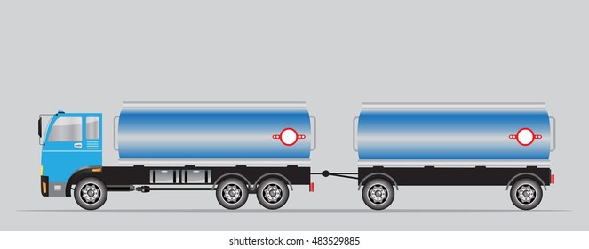 Side view of trailer of Big Oil Tanker truck Vector Illustration