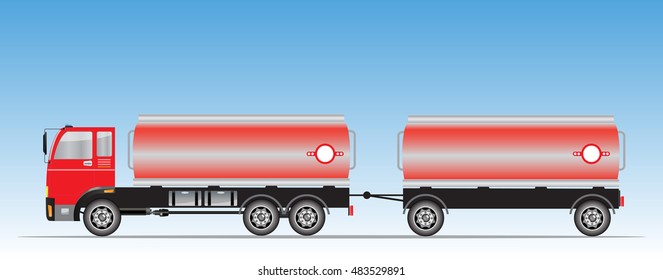 Side view of trailer of Big Oil Tanker truck Vector Illustration