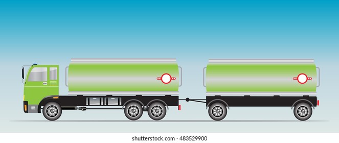 Side view of trailer of Big Oil Tanker truck Vector Illustration