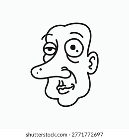 Side view troll meme face with long nose funny vector cartoon