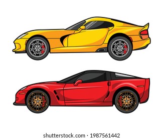 side view of two sport car vector illustration