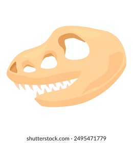 Side view of a tyrannosaurus rex skull showing sharp teeth and eye sockets