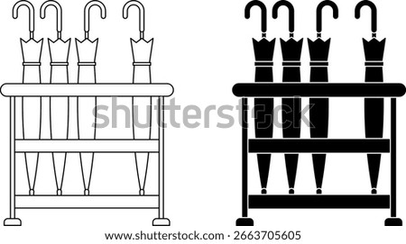 side view Umbrella stand icon set