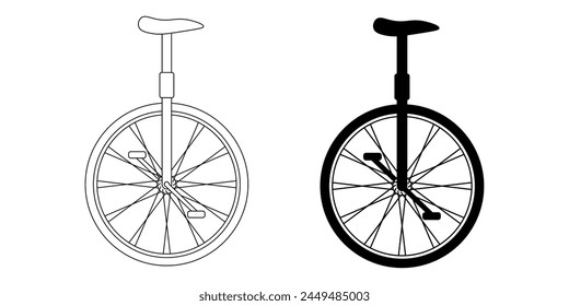 side view Unicycle icon set isolated on white background