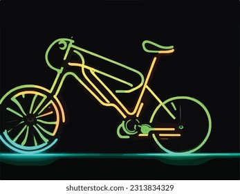 Lado VIa Nueva Shiouette Única Neon GIGHT Smooth Bike. Resumen Illusración de vectores sintéticos modernos