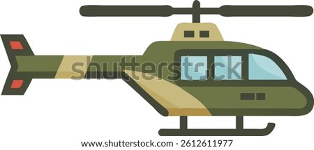 Side View Vector Illustration of Army Military Helicopter