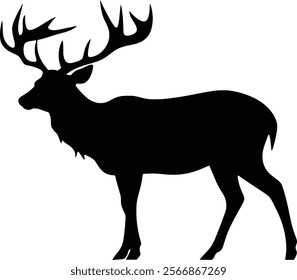 Side view of Vector illustration of silhouette of deer