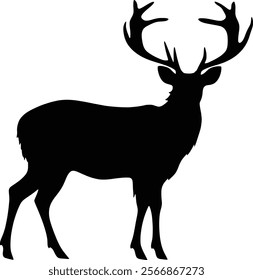 Side view of Vector illustration of silhouette of deer
